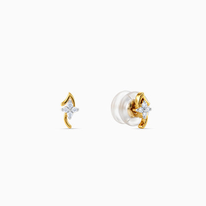 Gold Floral Curve Lab Grown Diamond Earrings
