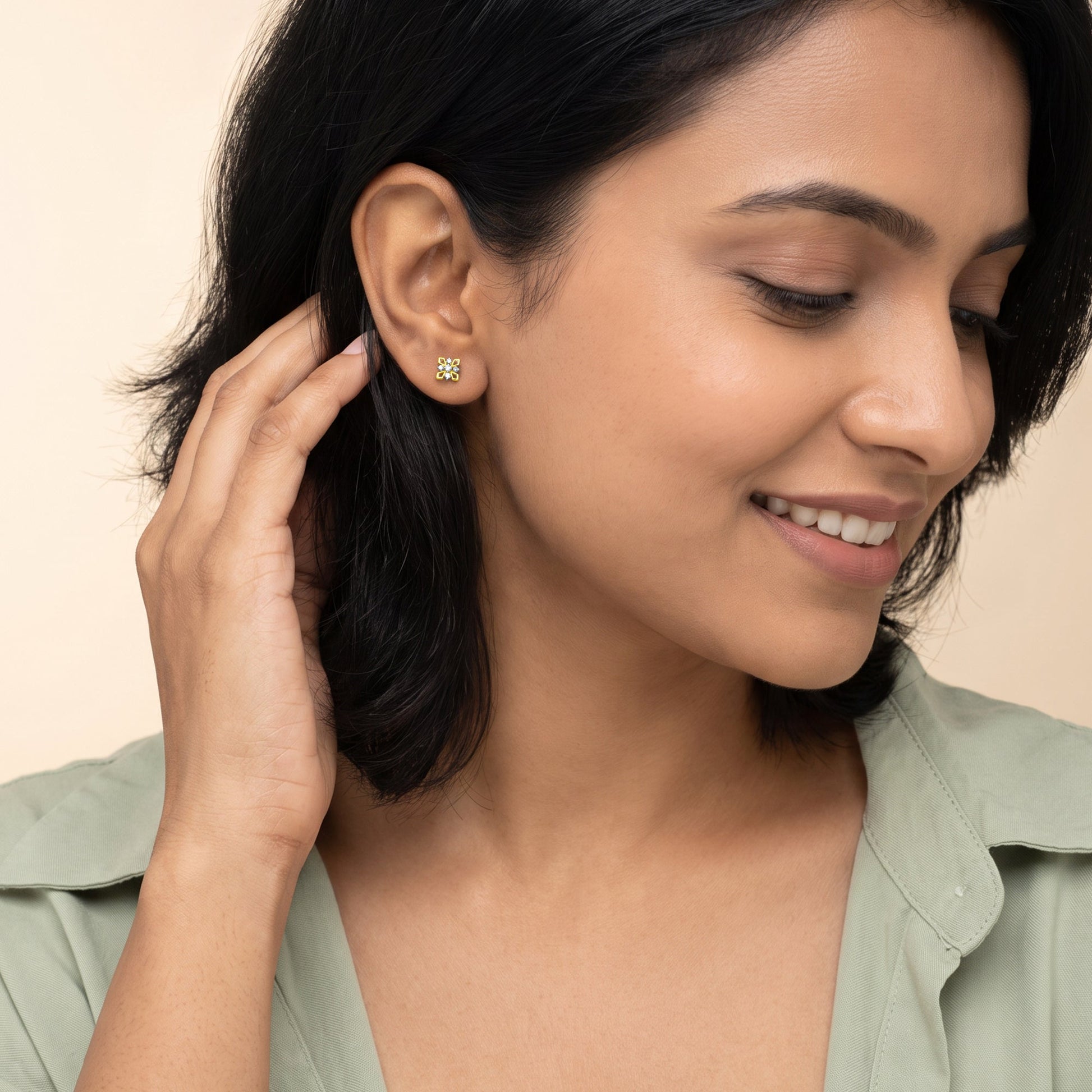 Gold Floral Stunner Lab Grown Diamond Studs