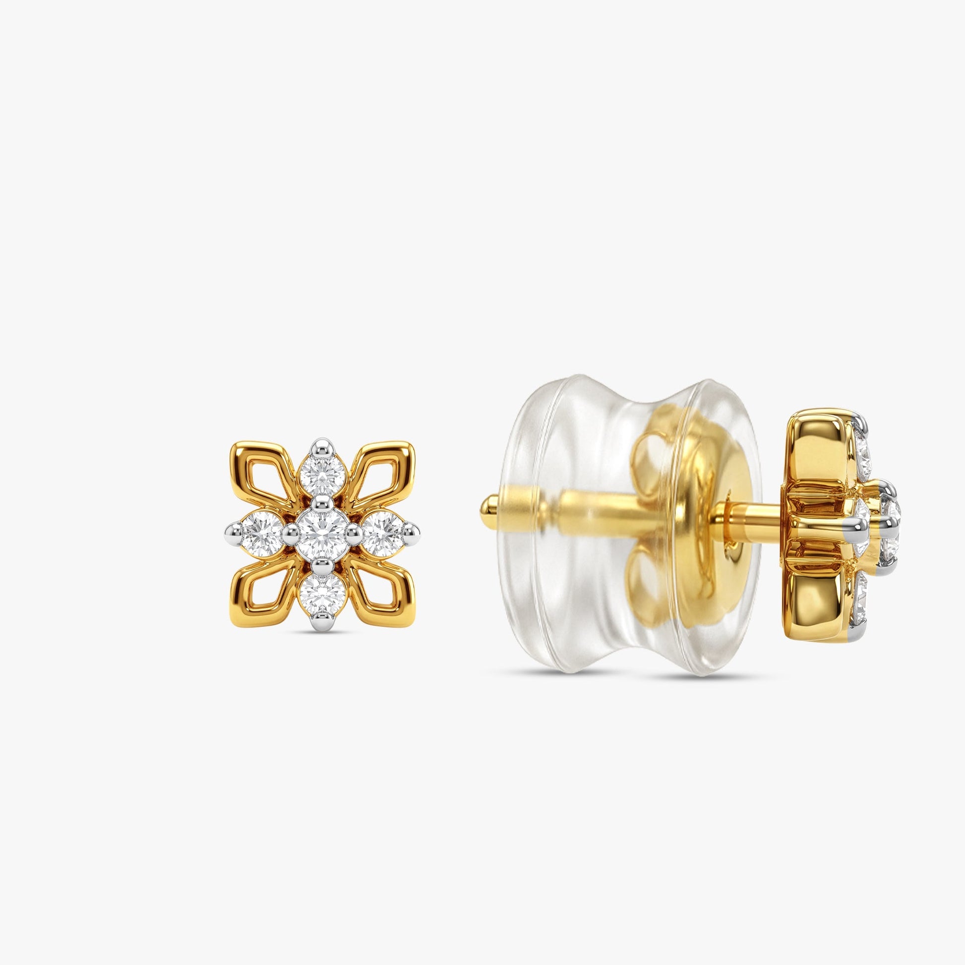 Gold Floral Stunner Lab Grown Diamond Studs