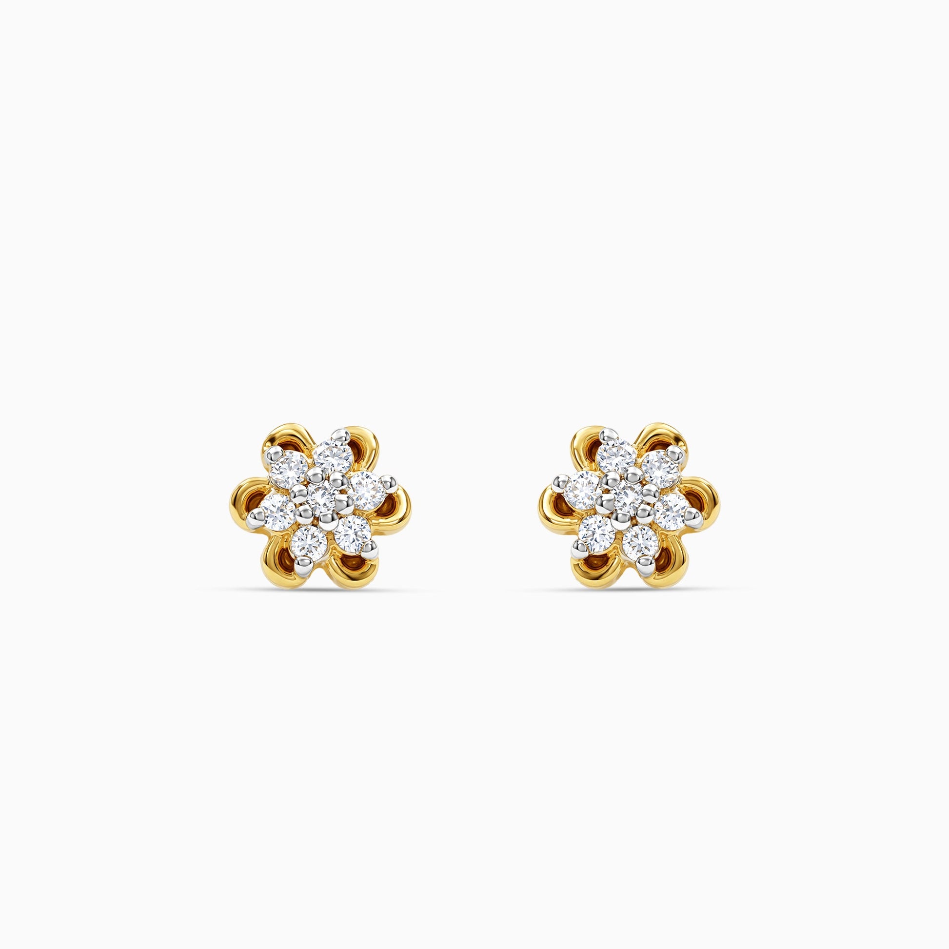 Gold Dazzling Floret Lab Grown Diamond Studs