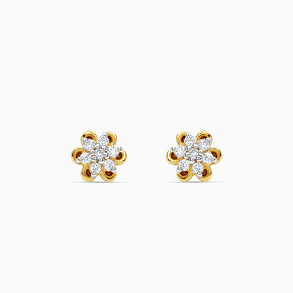 Gold Dazzling Floret Lab Grown Diamond Studs