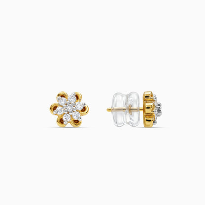 Gold Dazzling Floret Lab Grown Diamond Studs