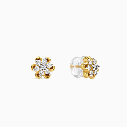 Gold Dazzling Floret Lab Grown Diamond Studs
