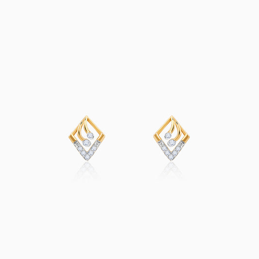 Gold Stellar Rhombus Diamond Earrings