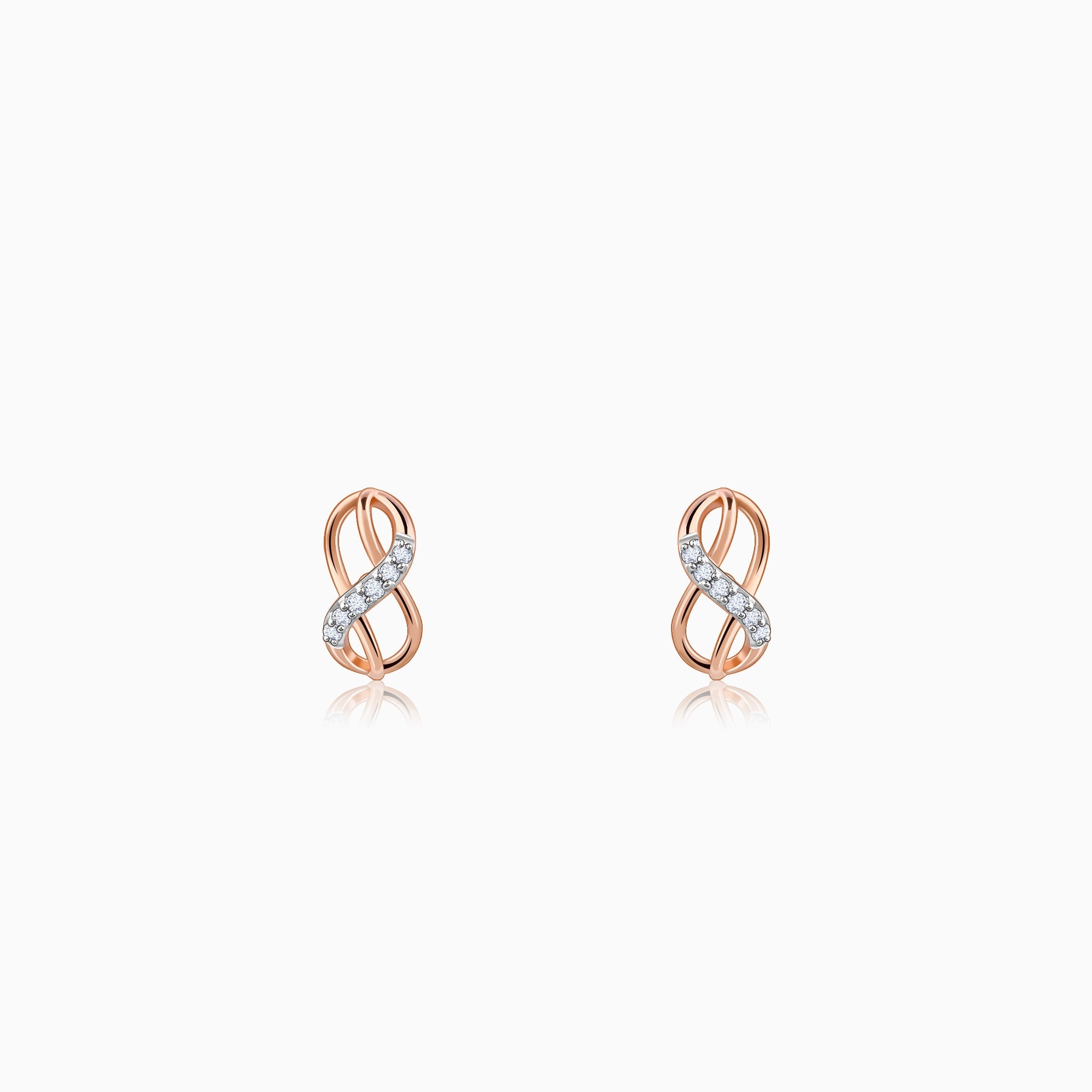 Rose Gold Infinity Sparkle Diamond Earrings
