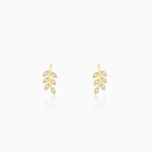 Gold Leafy Grace Diamond Earrings