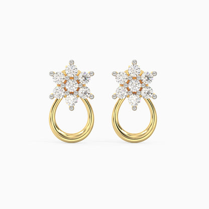 Gold Blooming Diamond Stud Earrings