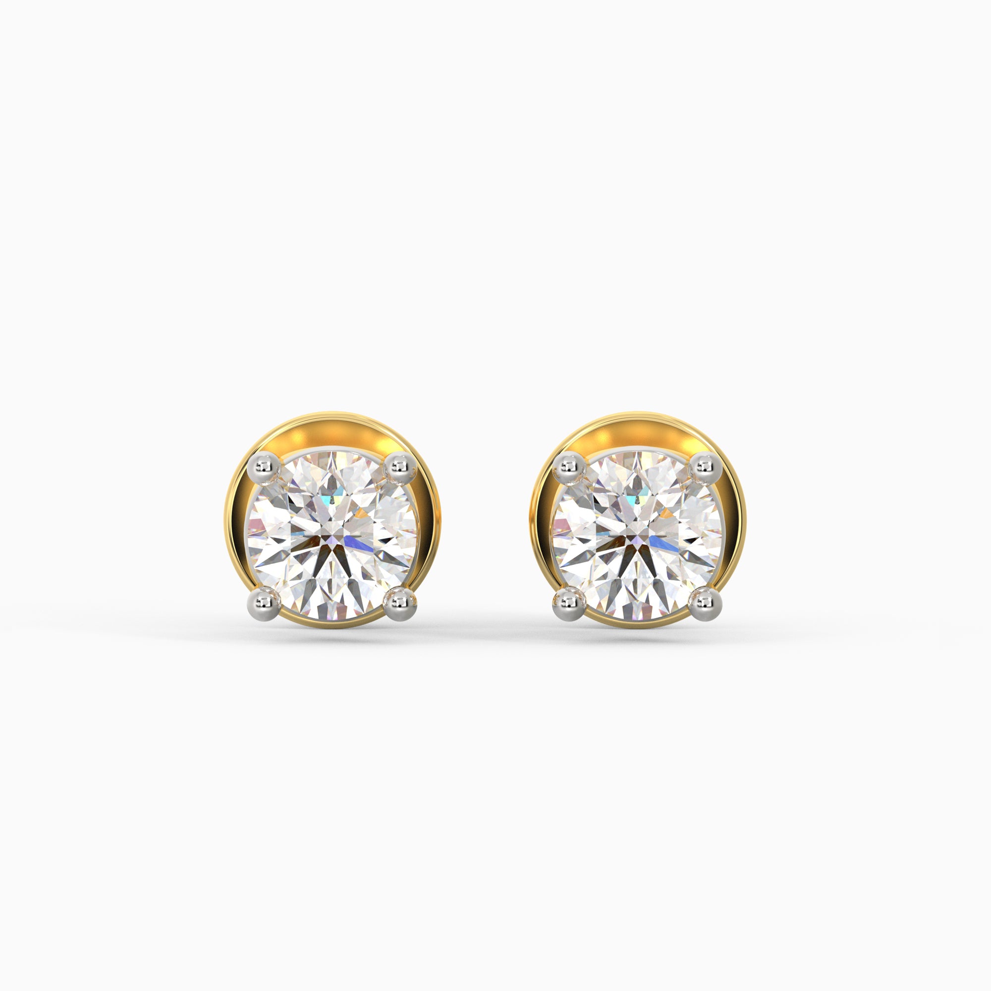 Gold Classic Solitaire Diamond Stud Earrings - Image 1