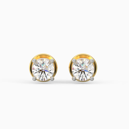 Gold Classic Solitaire Diamond Stud Earrings
