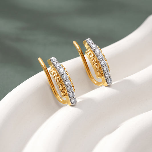 Gold Lustre Link Lab Grown Diamond Ear Climbers