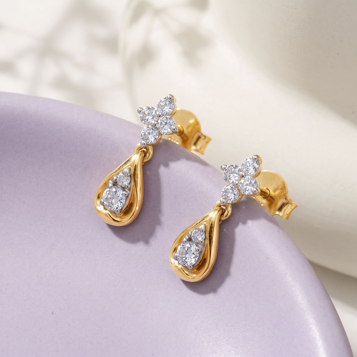 Gold Enchanted Bloom Lab Grown Diamond Drop Earrings