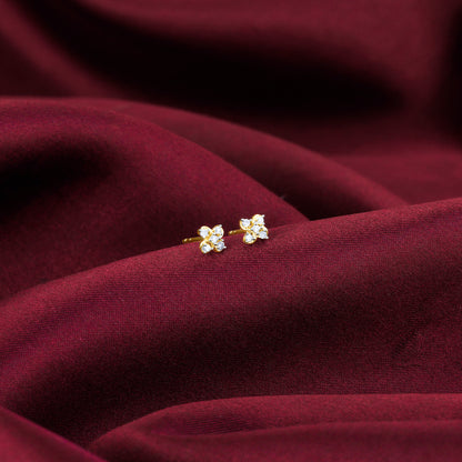 Gold Floral Affection Diamond Earrings