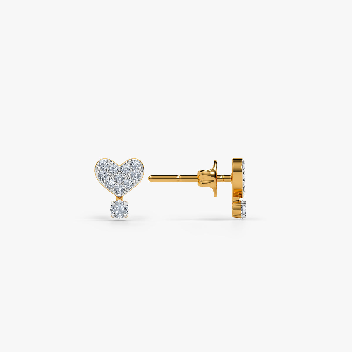 Gold Heart For You Lab Grown Diamond Studs