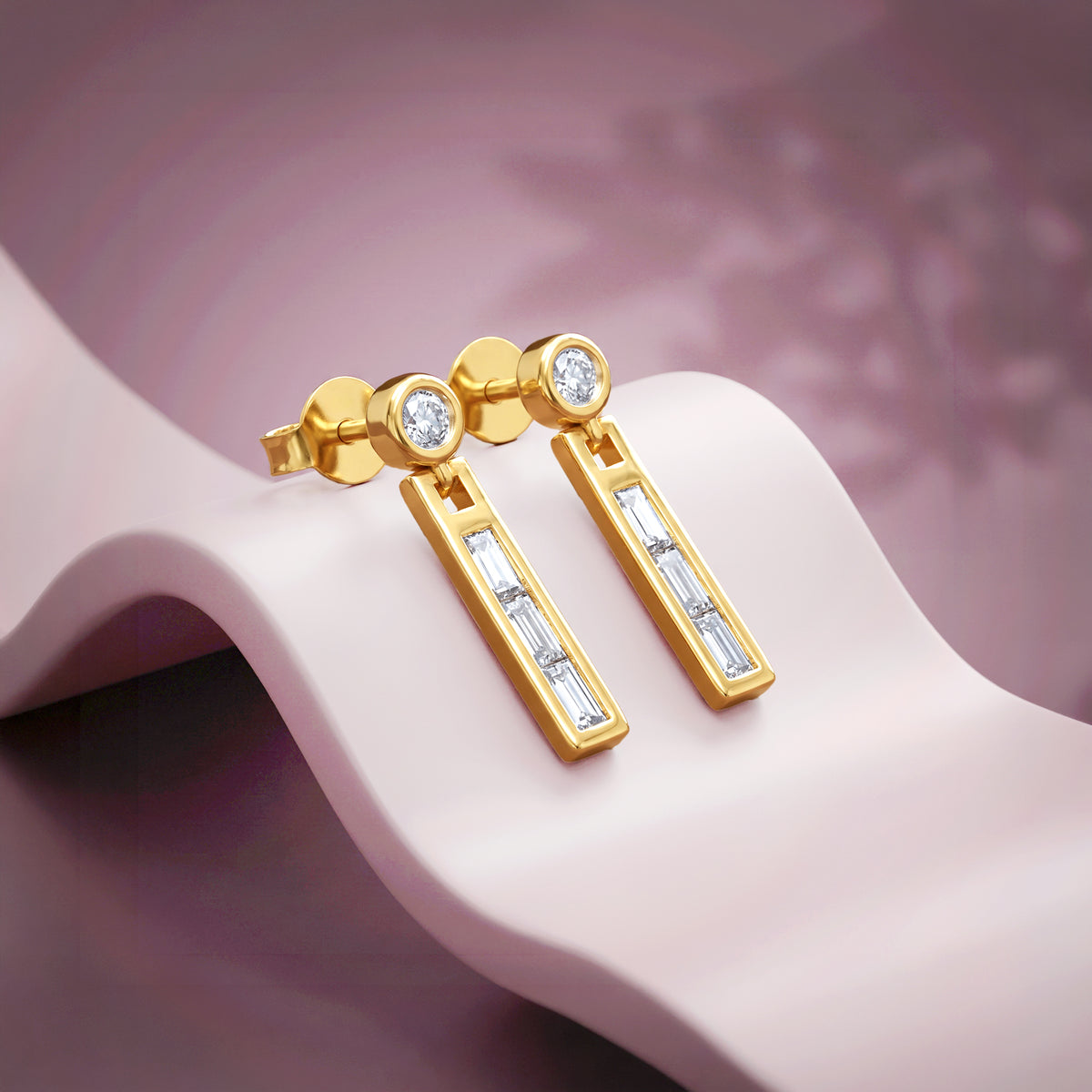 Gold Distinctive Shine Lab Grown Diamond Danglers
