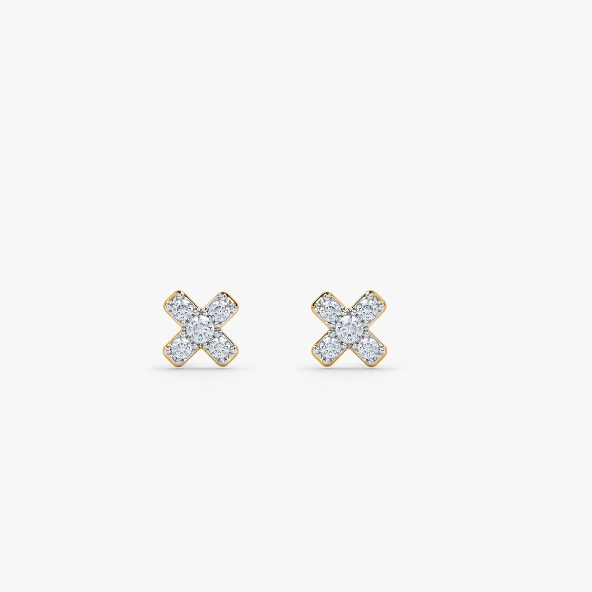 Gold Floral Pick Lab Grown Diamond Studs