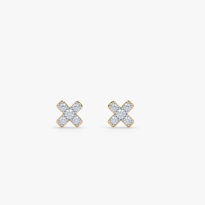 Gold Floral Pick Lab Grown Diamond Studs