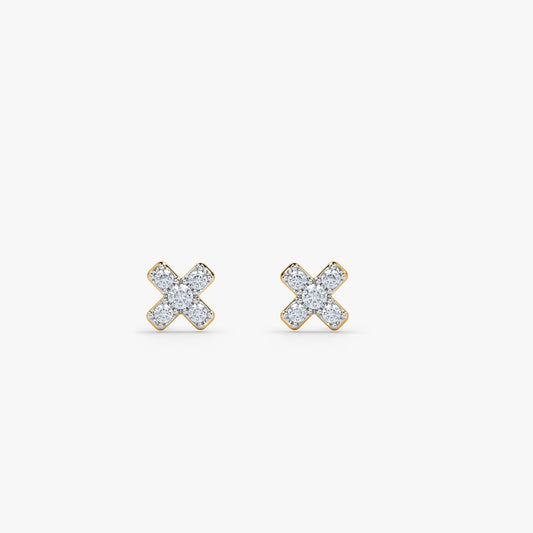 Gold Floral Pick Lab Grown Diamond Studs