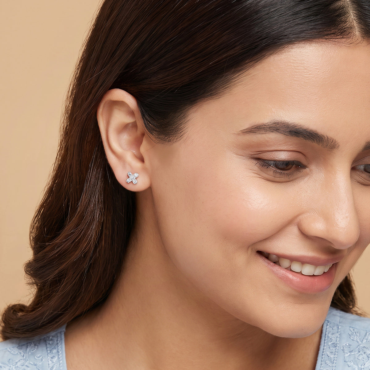 Gold Floral Pick Lab Grown Diamond Studs