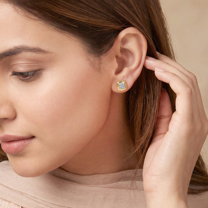 Gold Unscripted Cube Lab Grown Diamond Earrings