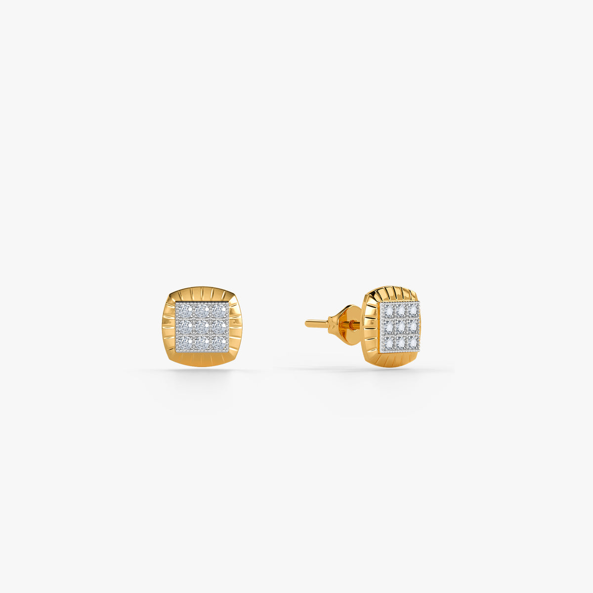 Gold Unscripted Cube Lab Grown Diamond Earrings