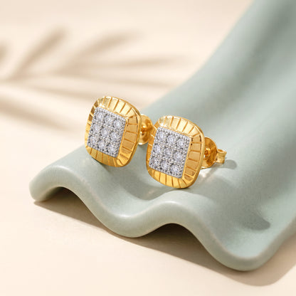 Gold Unscripted Cube Lab Grown Diamond Earrings