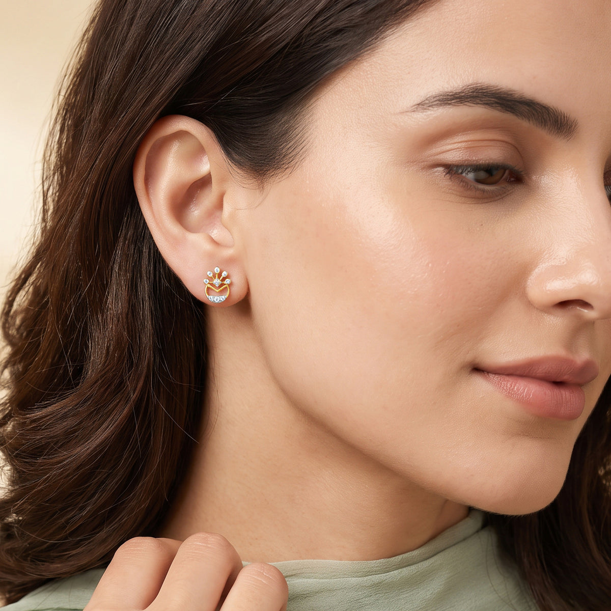 Gold Crown Moment Lab Grown Diamond Studs