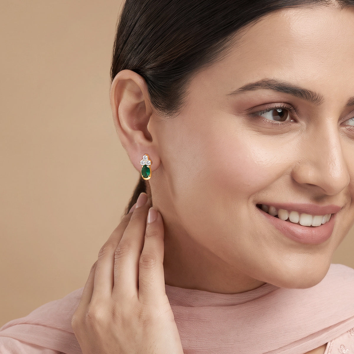 Gold Navapallav Lab Grown Diamond Earrings