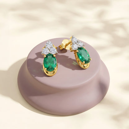 Gold Navapallav Lab Grown Diamond Earrings