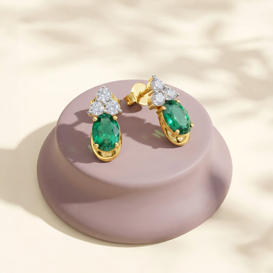 Gold Navapallav Lab Grown Diamond Earrings