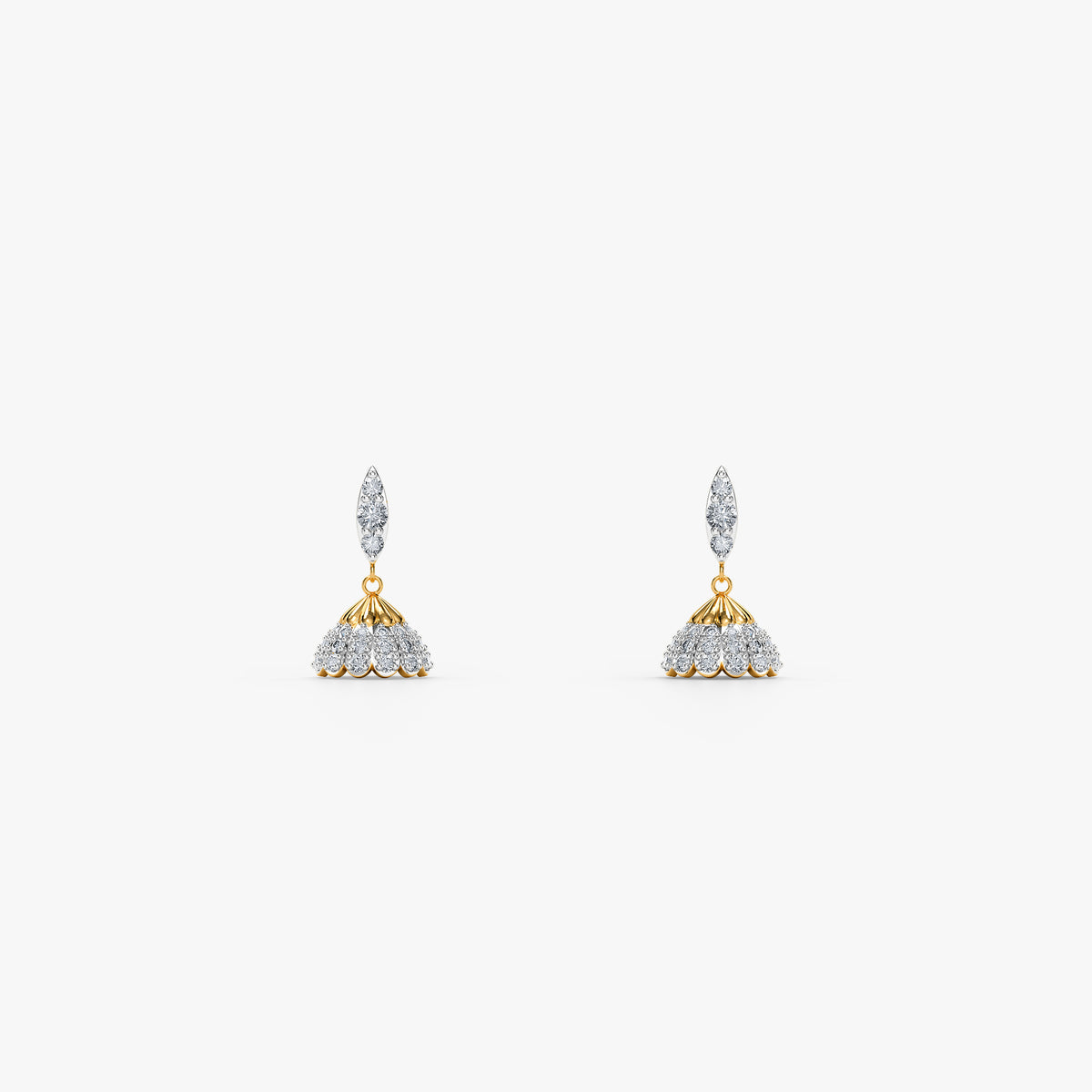Gold Adaah Lab Grown Diamond Jhumkis