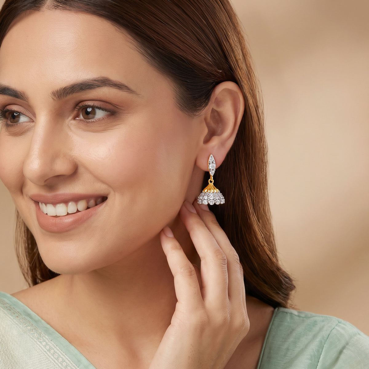 Gold Adaah Lab Grown Diamond Jhumkis