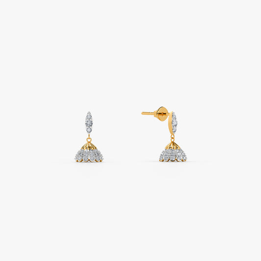 Gold Adaah Lab Grown Diamond Jhumkis
