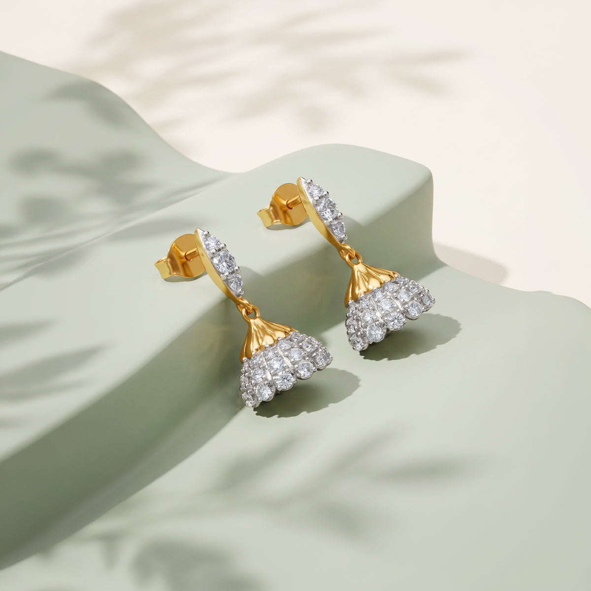 Gold Adaah Lab Grown Diamond Jhumkis