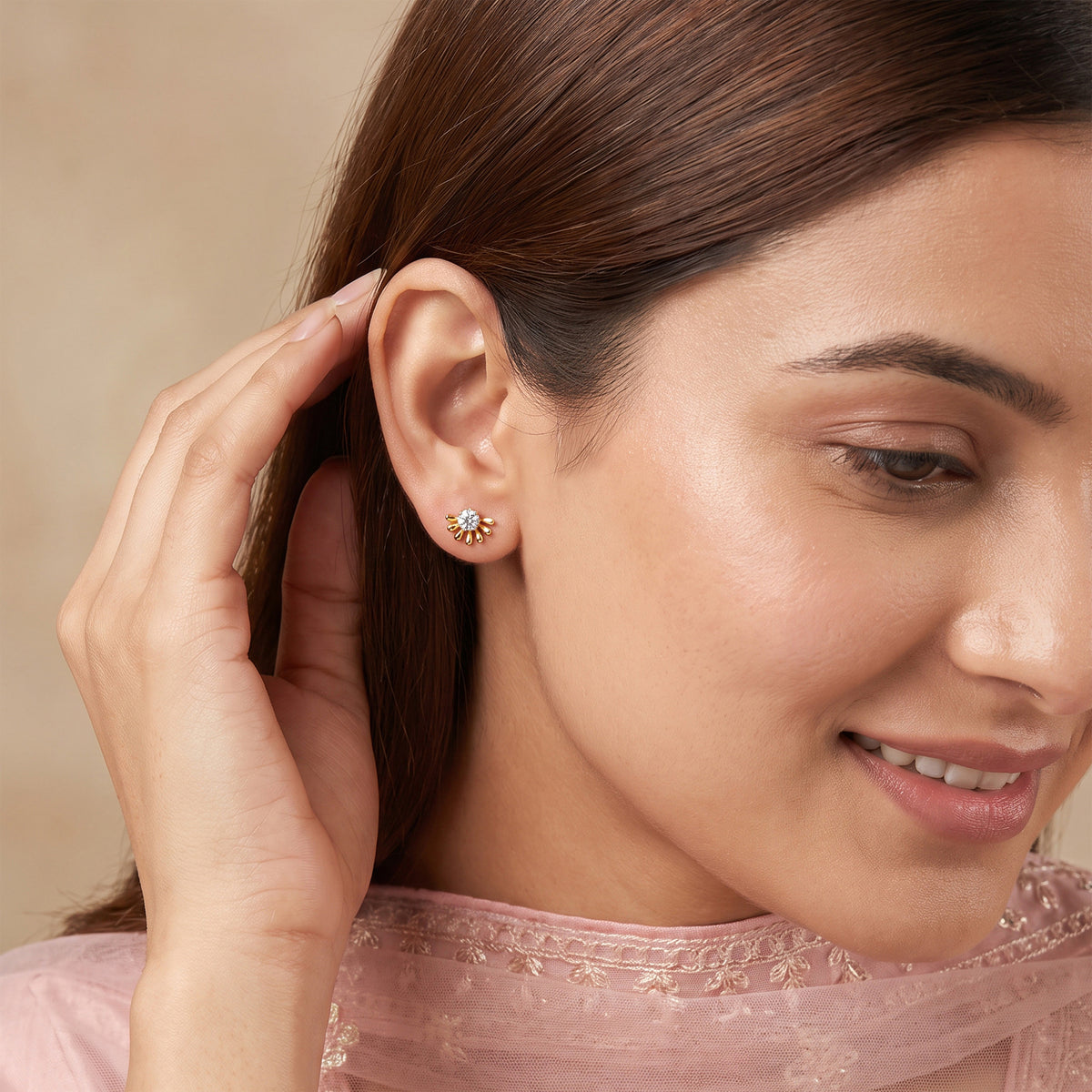 Gold Hanabira Lab Grown Diamond Studs