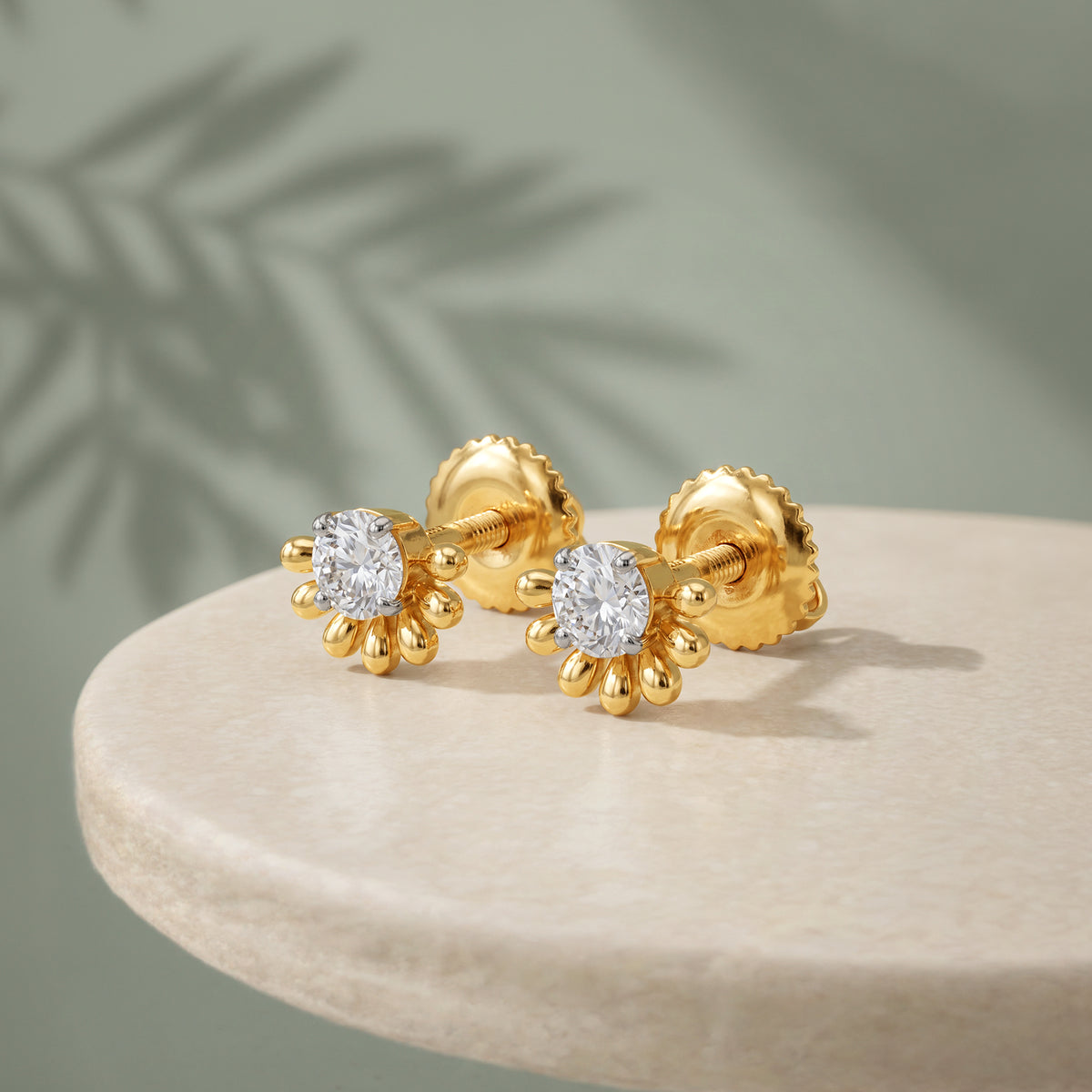 Gold Hanabira Lab Grown Diamond Studs