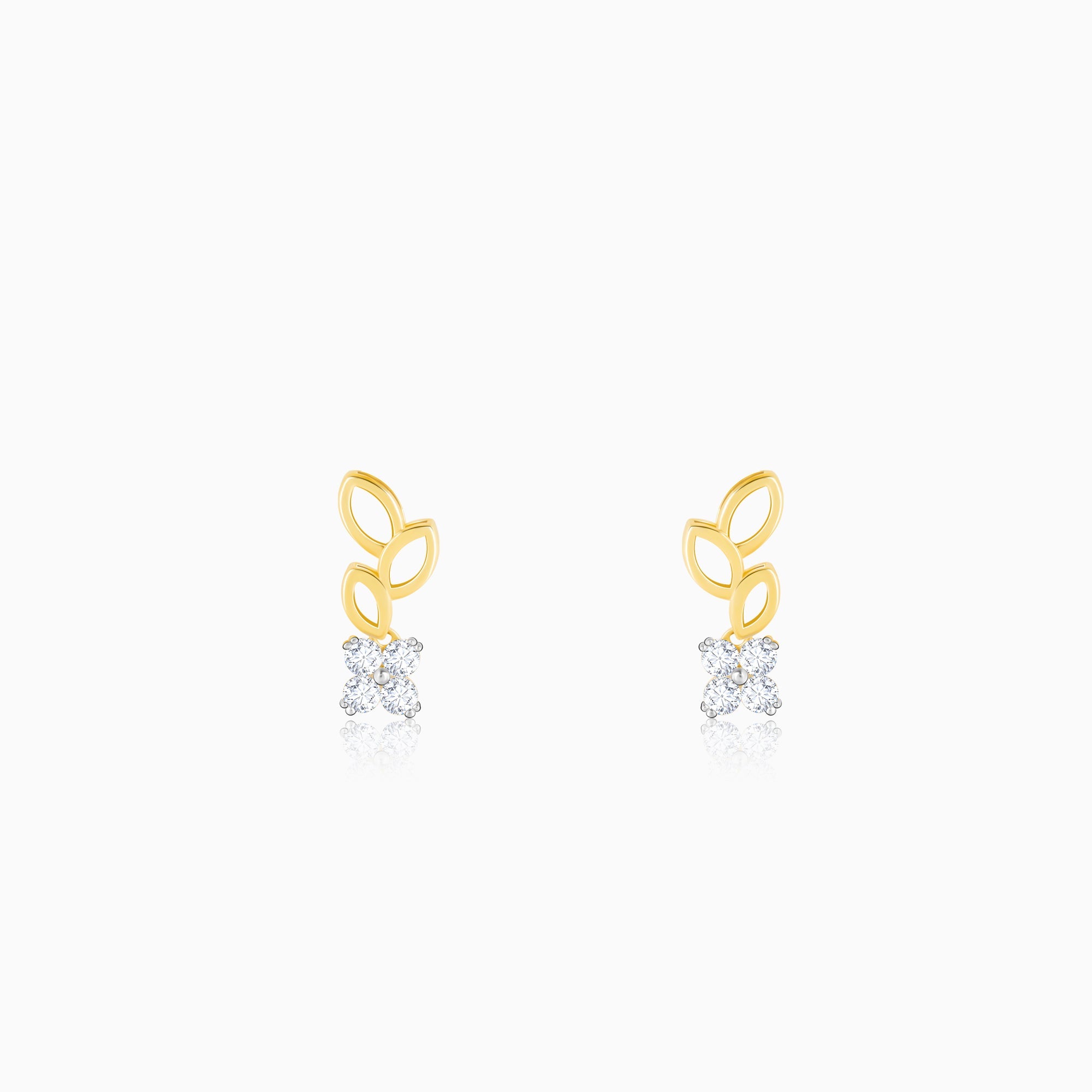 Gold Morning Glory Diamond Earrings - Image 1