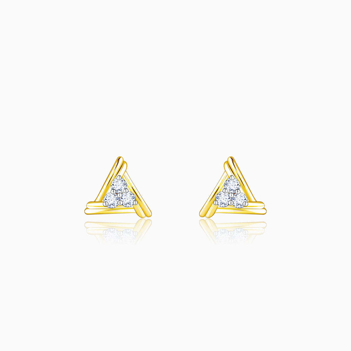 Anushka Sharma Gold Geometric Trio Diamond Earrings