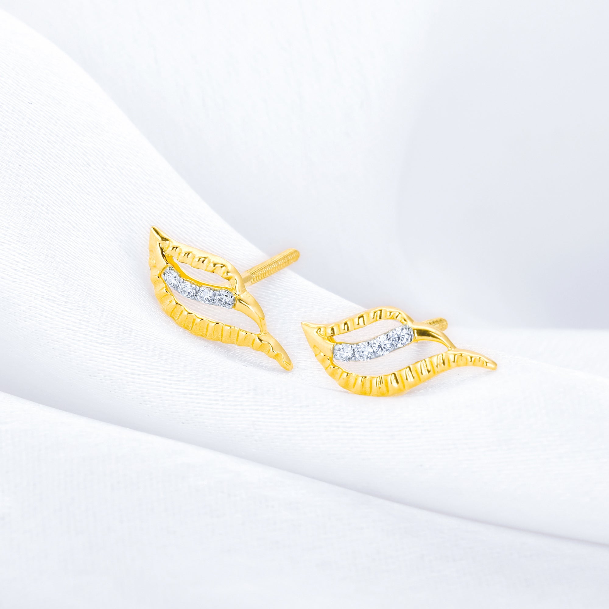 Gold Eternal Flame Diamond Earrings - view 2