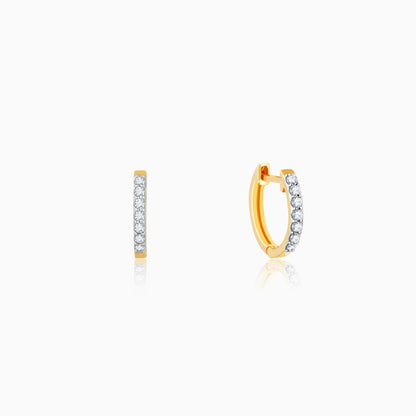Gold Glowing Sphere Diamond Hoop Earrings