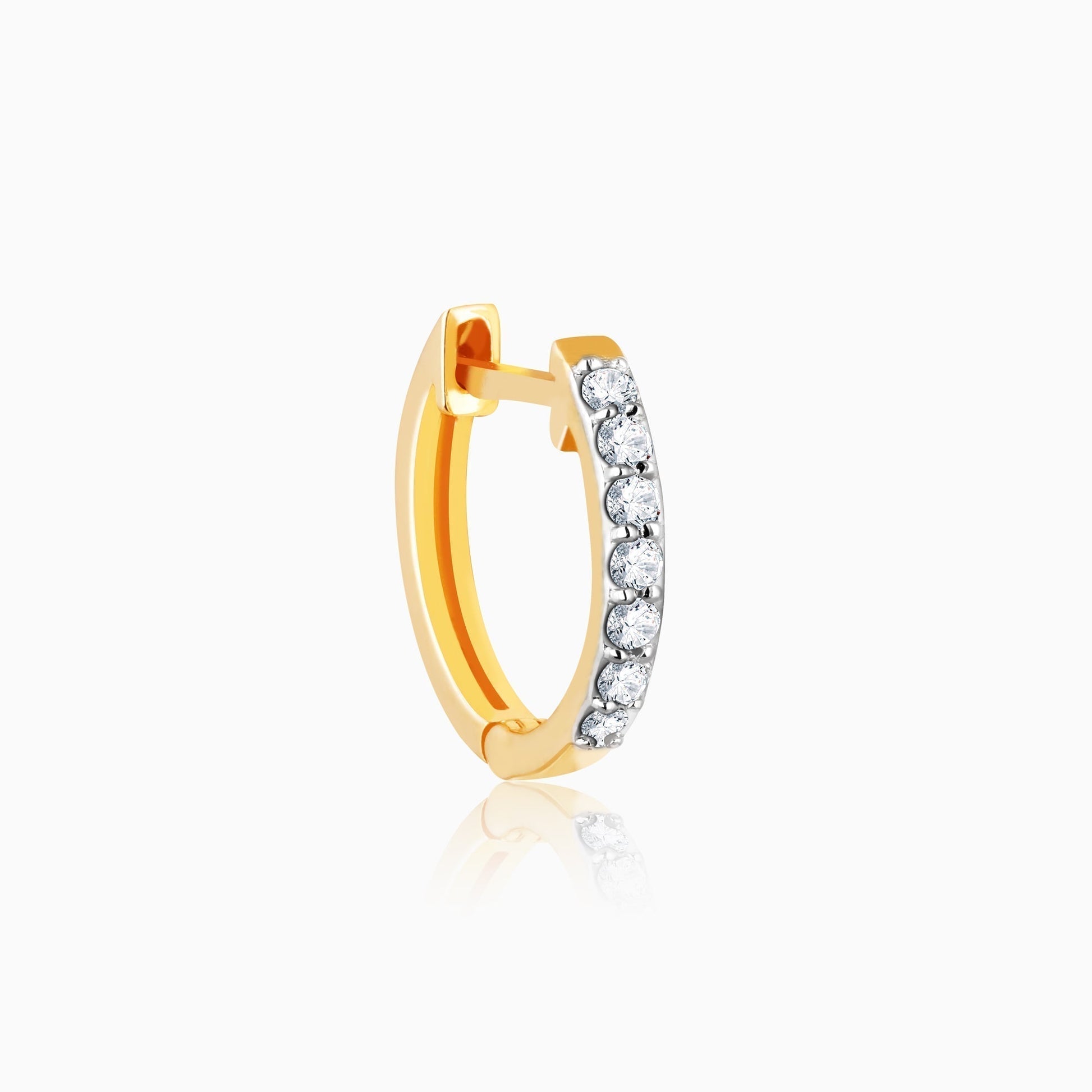 Gold Glowing Sphere Diamond Hoop Earrings