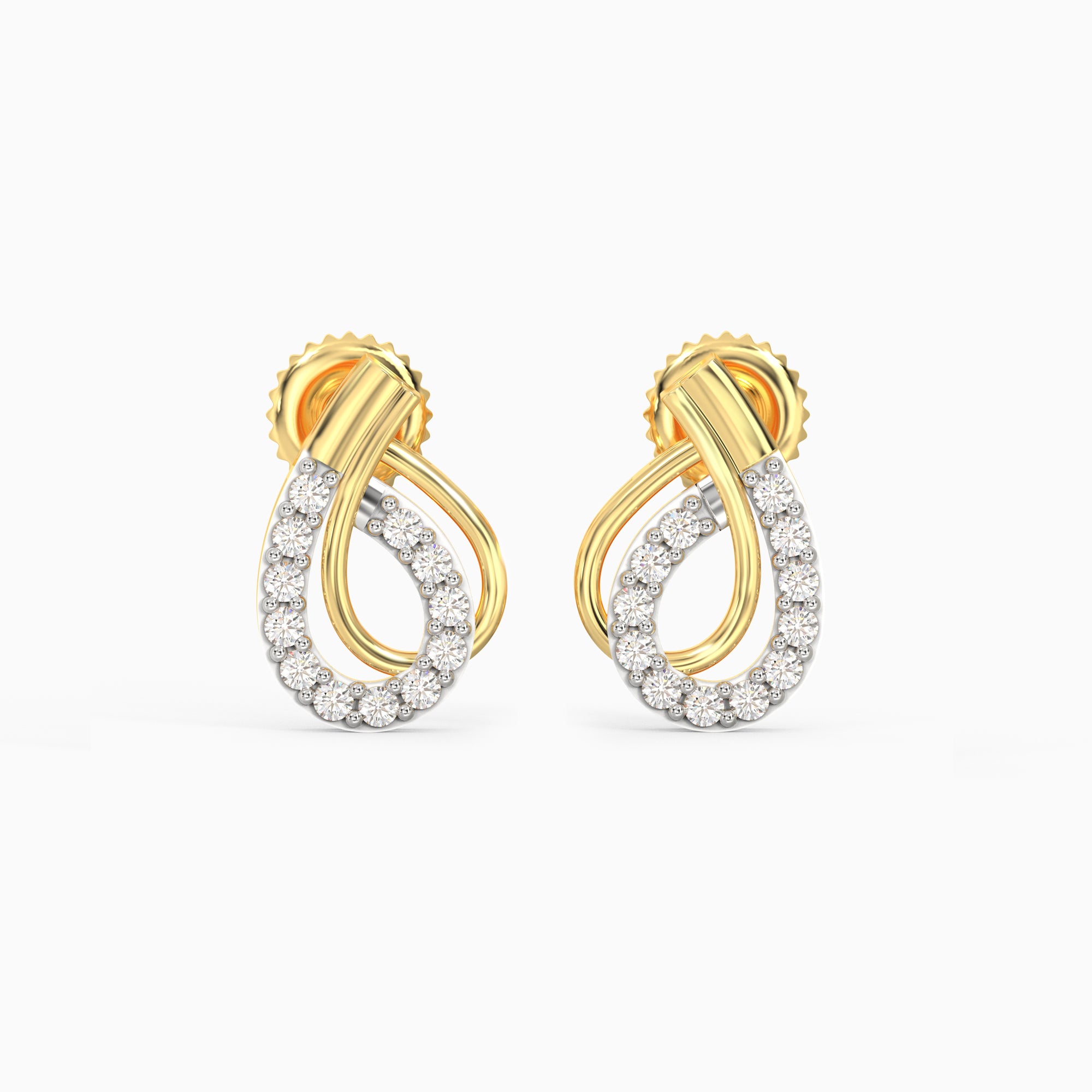 Gold Ovale Diamond Earrings - Image 1