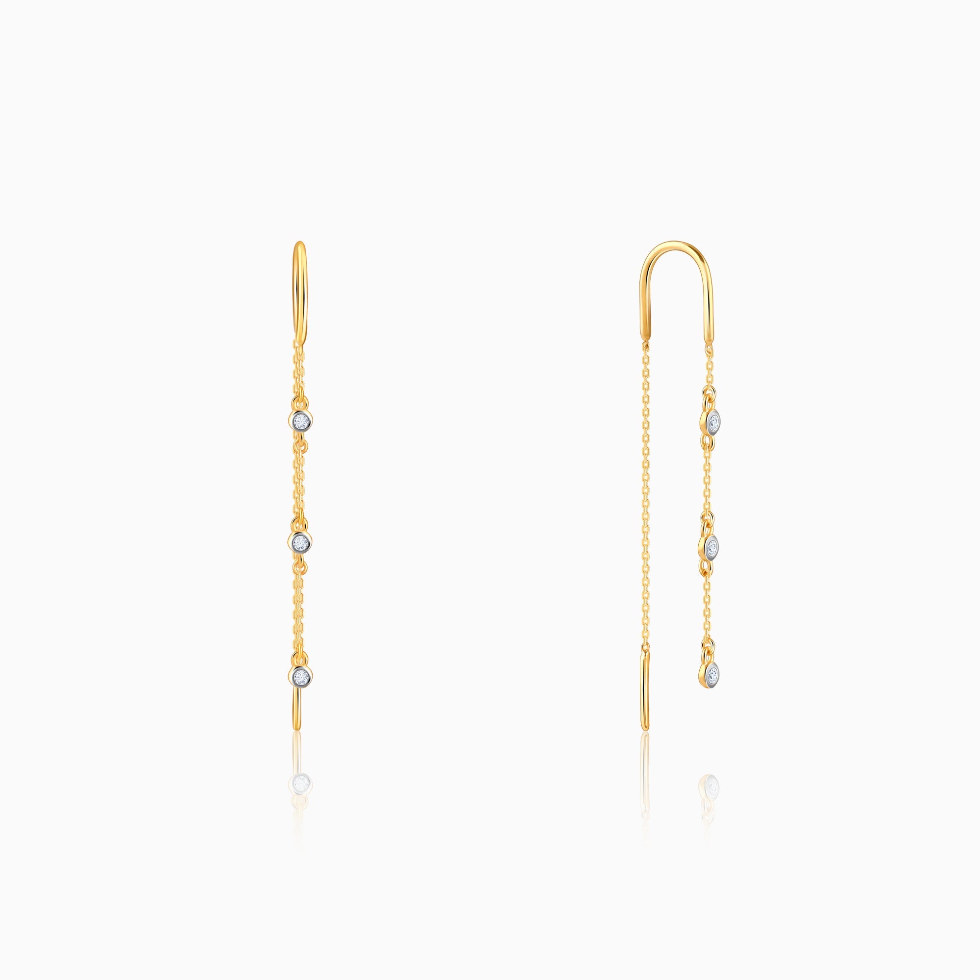 Gold Kaunis Diamond Sui Dhaga Earrings - Image 1