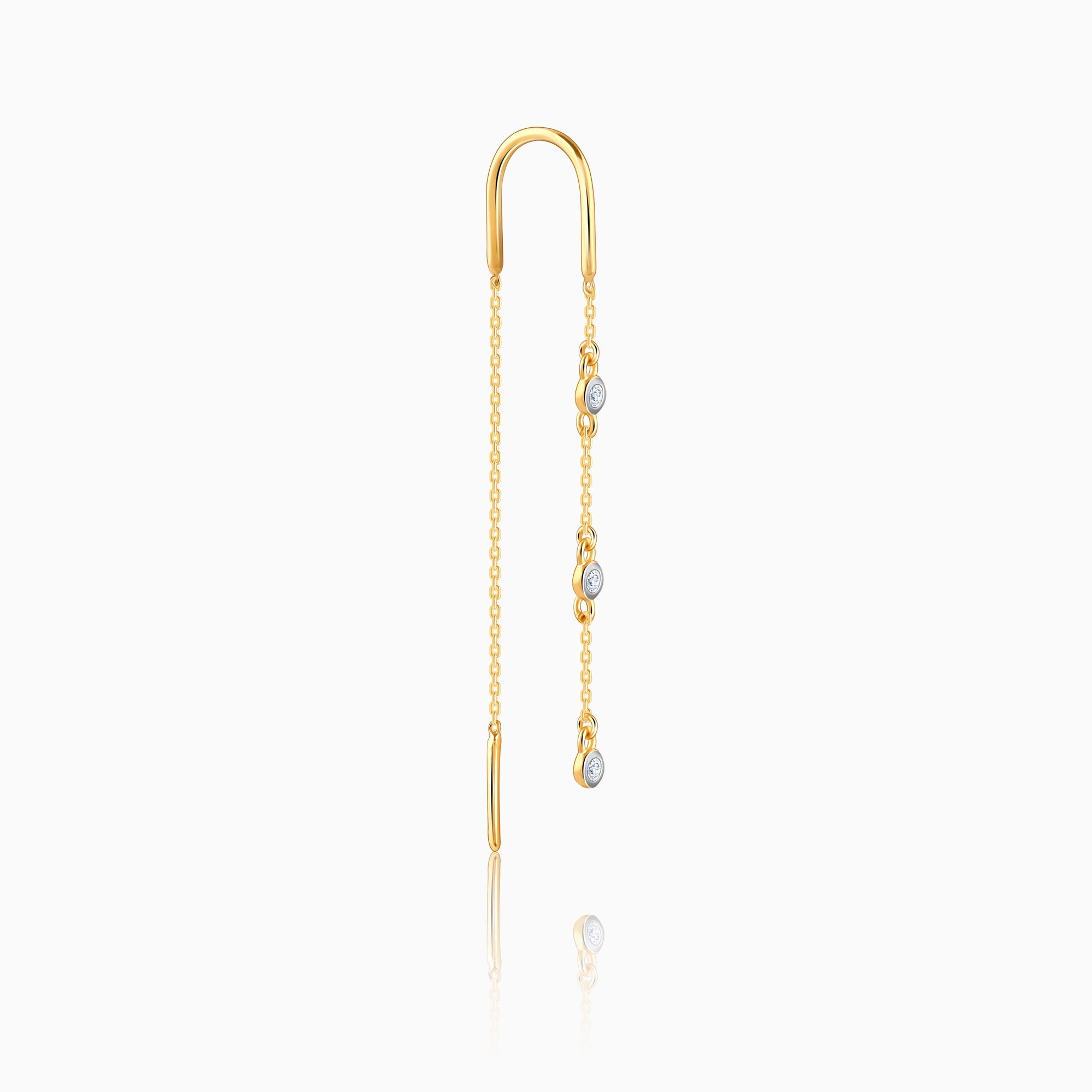 Gold Kaunis Diamond Sui Dhaga Earrings - view 4