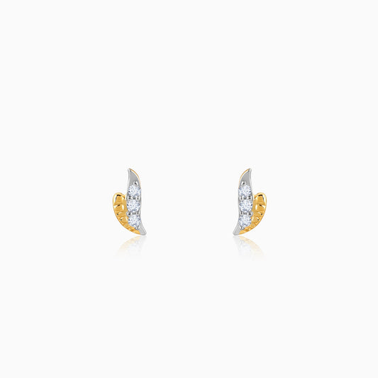 Gold Wavy Diamond Stud Earrings