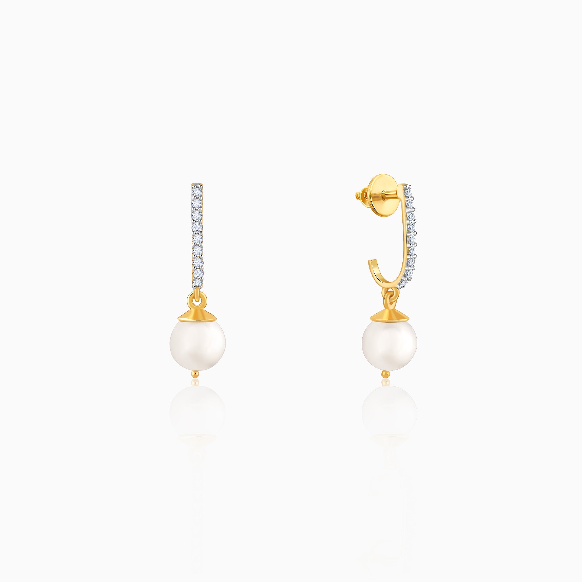 Gold Pearly Perfect Lab Grown Diamond Earrings - Image 1