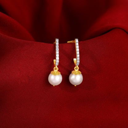 Gold Pearly Perfect Lab Grown Diamond Earrings