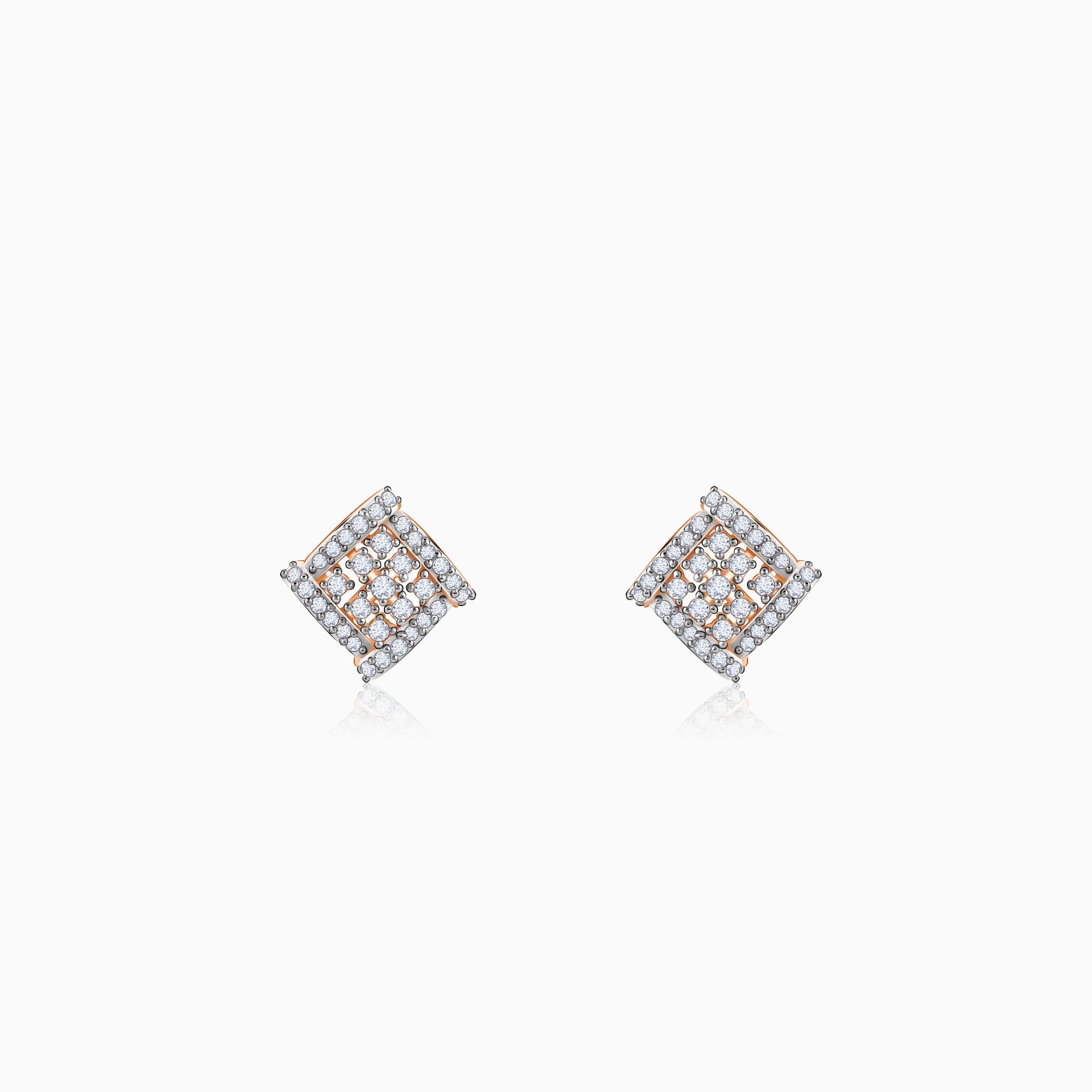 Rose Gold Quadratisch Diamond Earrings - Image 1