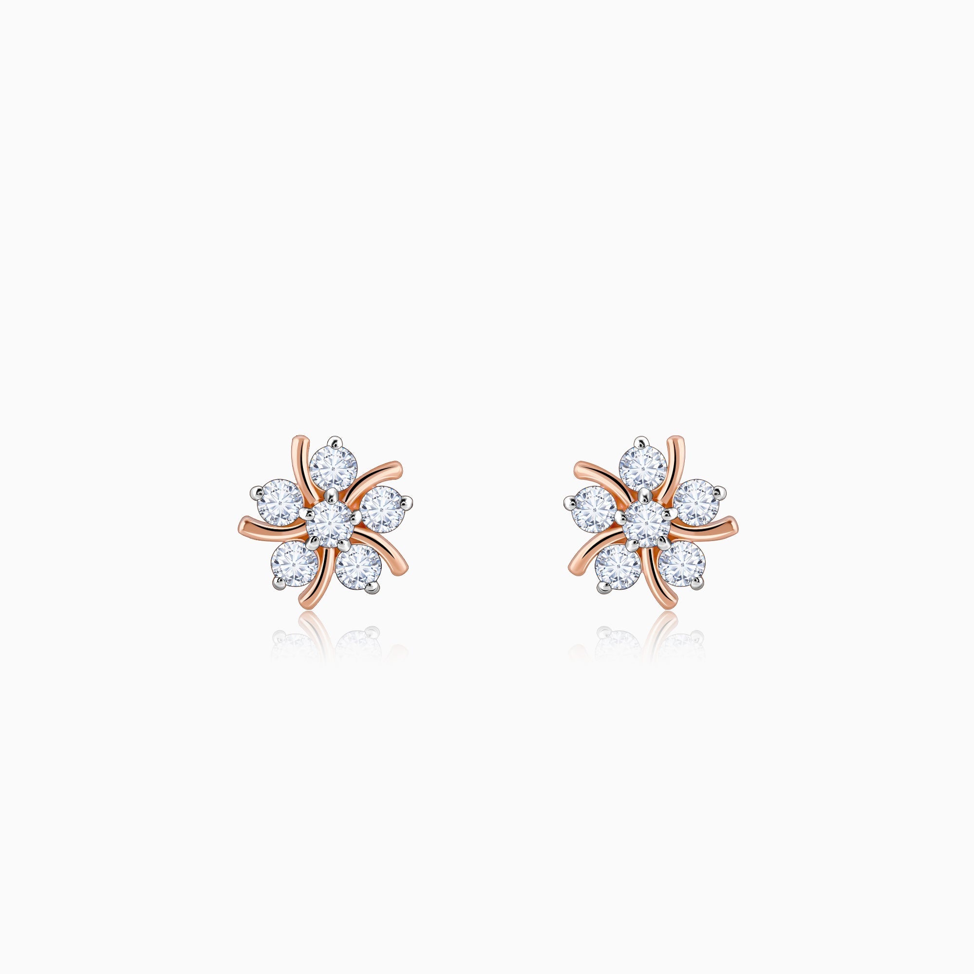 Rose Gold Elixir Solitaire Diamond Earrings - Image 1