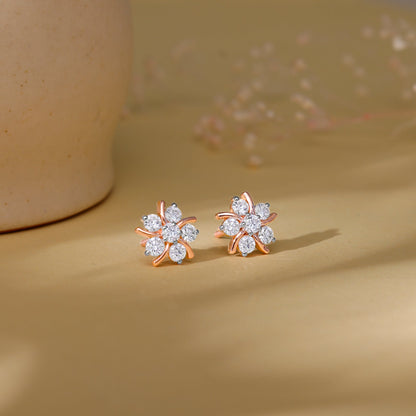 Rose Gold Elixir Solitaire Diamond Earrings
