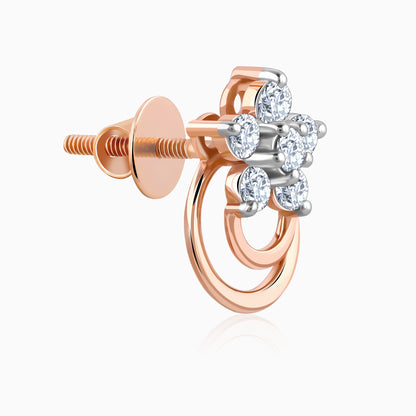 Rose Gold Cosmic Petal Diamond Studs